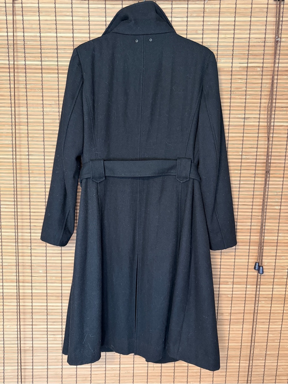 Converse Black Double-Breasted Belted Long Pea Coat - Picture 6 of 7